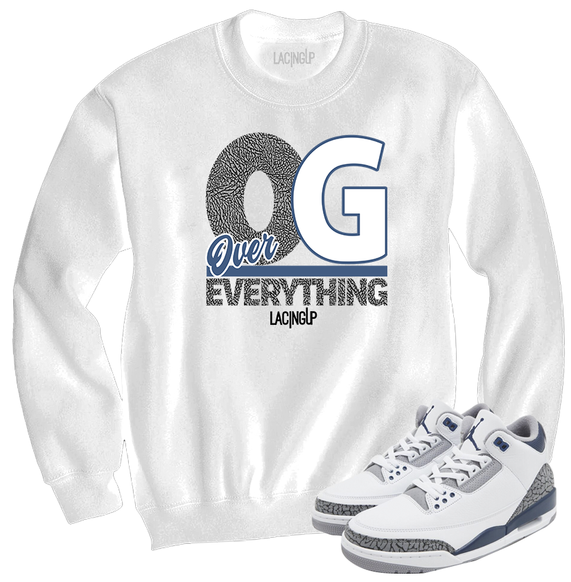 Jordan 3 white navy cement navy Og over everything crewneck sweater Jordan 3 white navy cement navy Og over everything crewneck sweater