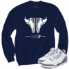 Jordan 3 white navy cement navy  horns crewneck sweater