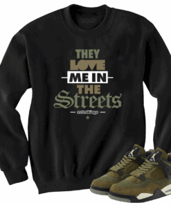 Jordan 4 Olive Craft streets black crewneck sweater