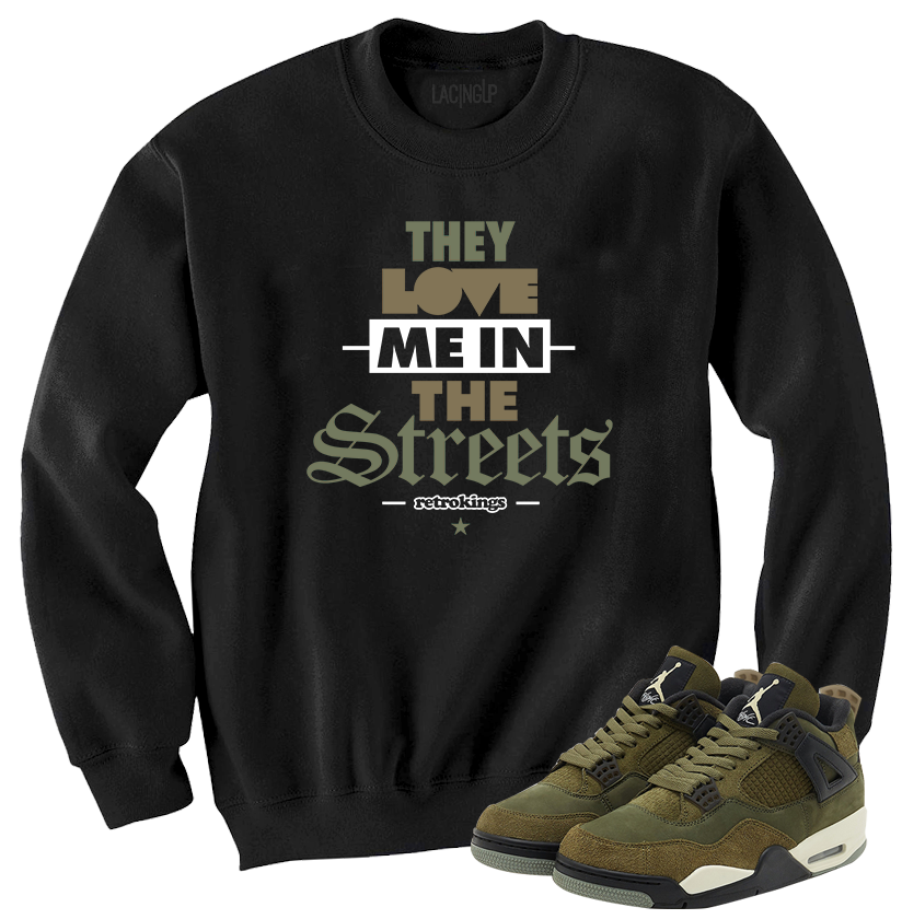 Jordan 4 Olive Craft streets black crewneck sweater Jordan 4 Olive Craft streets black crewneck sweater