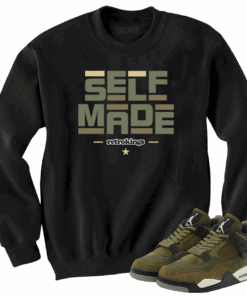 Jordan 4 Olive craft self made black crewneck sweater