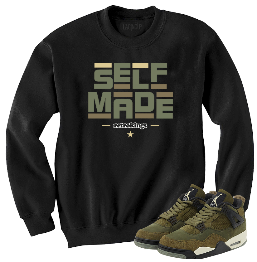 Jordan 4 Olive craft self made black crewneck sweater Jordan 4 Olive craft self made black crewneck sweater