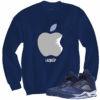 Jordan 5 Midnight Navy Apple navy blue crewneck sweater