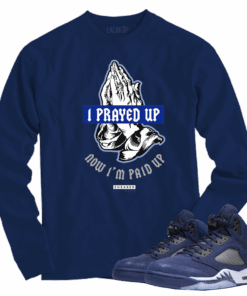 Jordan 5 Midnight Navy prayed up navy blue long sleeve tee