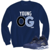 Jordan 5 Midnight Navy young og navy blue crewneck sweater