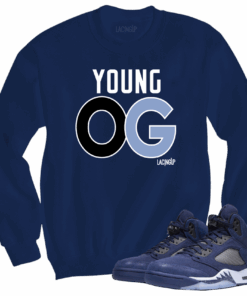 Jordan 5 Midnight Navy young og navy blue crewneck sweater
