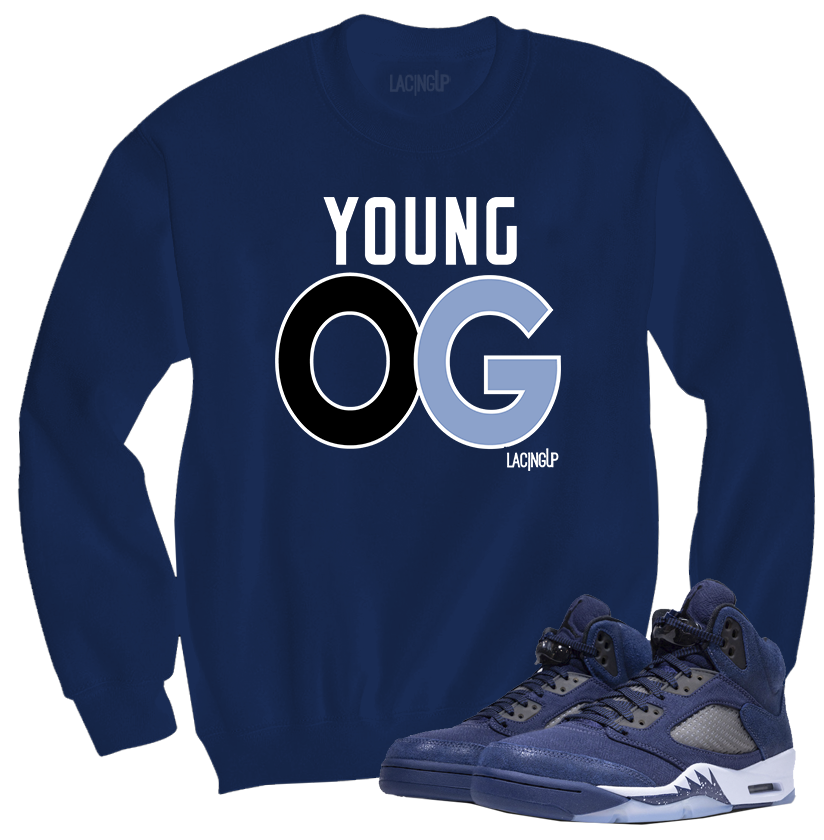 Jordan 5 Midnight Navy young og navy blue crewneck sweater Jordan 5 Midnight Navy young og navy blue crewneck sweater