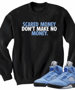 Jordan 5 Unc scared money black sweater